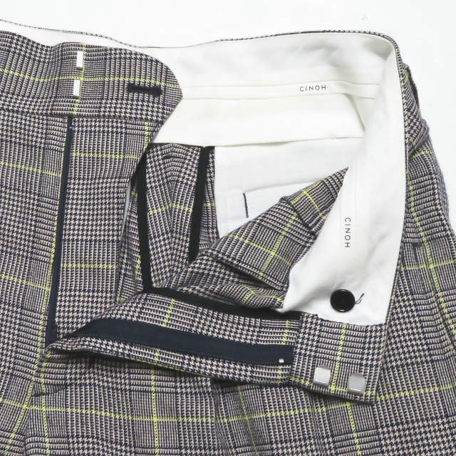 Cinoh チノ 18aw 日本製 チェックタックワイドパンツ 18wpt020 36 ネイビー ベージュ イエロー ボトムスの通販はau Pay マーケット ブランド古着 Loop Wowma 店