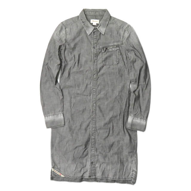 Diesel ディーゼル デニムロングスリーブシャツワンピース Xs ブラック 長袖 レギュラーカラー ウォッシュ トップスの通販はau Pay マーケット ブランド古着 Loop Wowma 店