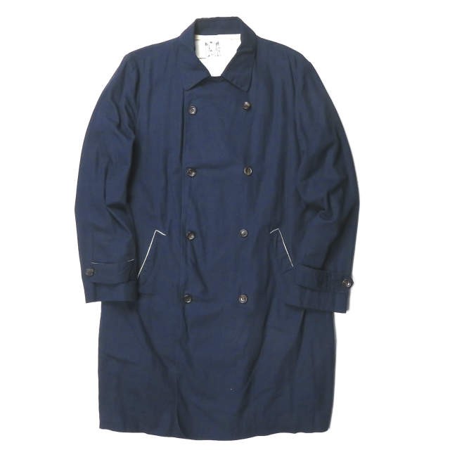 DIGAWEL ディガウェル 日本製 DOUBLE LONG COAT コットンギャバダブルロングコート L ネイビー トレンチ アウター｜au  PAY マーケット