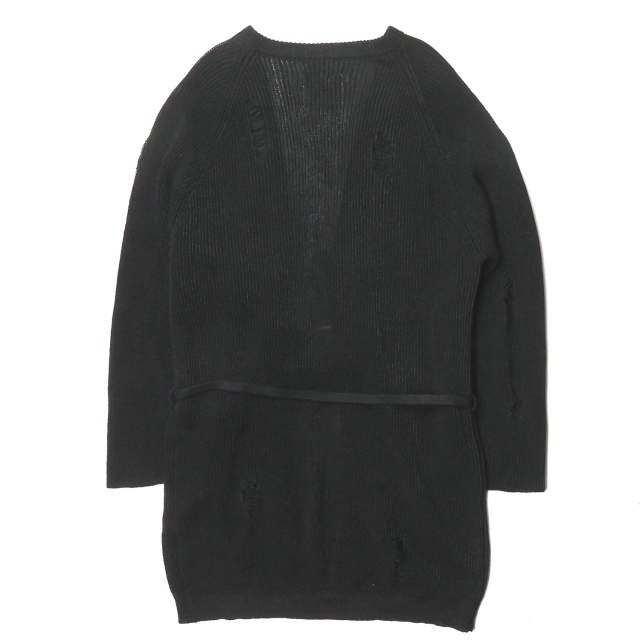 新品 bukht ブフト ORIENTAL CARDIGAN - 7G PAPER YARN ダメージ加工ニットカーディガン B-M11307 1(S) ブラック 和紙 作務衣