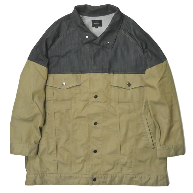 supernova. スーパーノヴァ Big Jean Track Coat - Tencel Denim バイカラー オーバーサイズデニムジャケット S インディゴ/カーキの通販は 7,560円