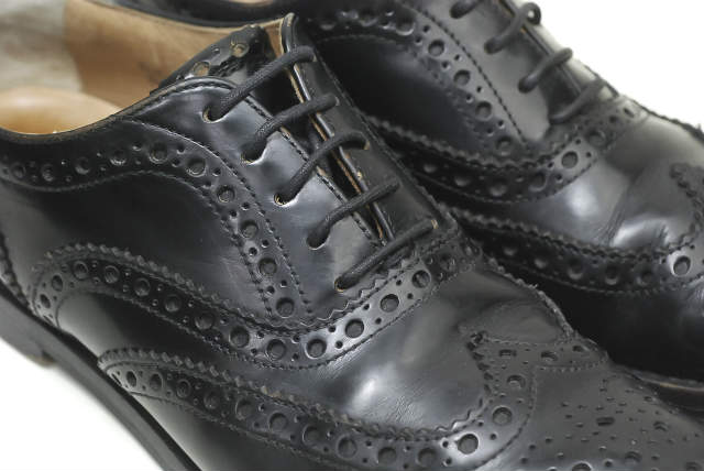 CHURCHS チャーチ イタリア製 BURWOOD W(GI)  バーウッド BLK POLISH 35.5(22.5cm)  ブラック ウイングチップ レースアップ シューズ