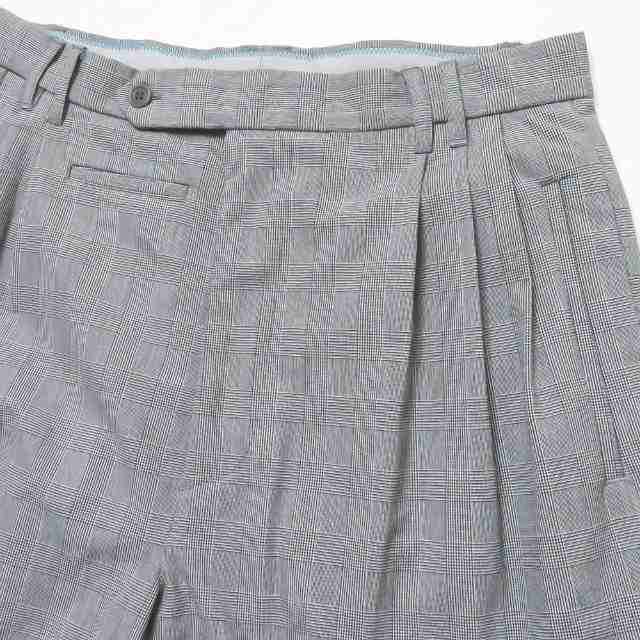 新品 mando マンド 21SS 日本製 GLEN CHECK TUCK WIDE PANTS ポリエステルレーヨン グレンチェック3プリーツバギーパンツ 21198-006 1の通販は