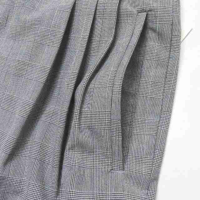新品 mando マンド 21SS 日本製 GLEN CHECK TUCK WIDE PANTS ポリエステルレーヨン グレンチェック3プリーツバギーパンツ 21198-006 1の通販は