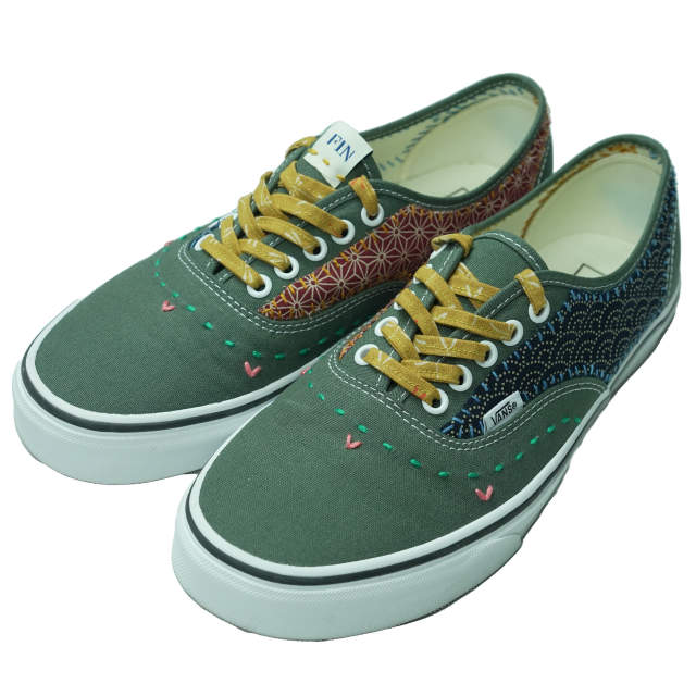 FIN CRAFTED GOODS x VANS フィン バンズ 別注 OG AUTHENTIC LX 刺し子 オーセンティック US9.5(27.5cm) オリーブ パッチワークの通販は