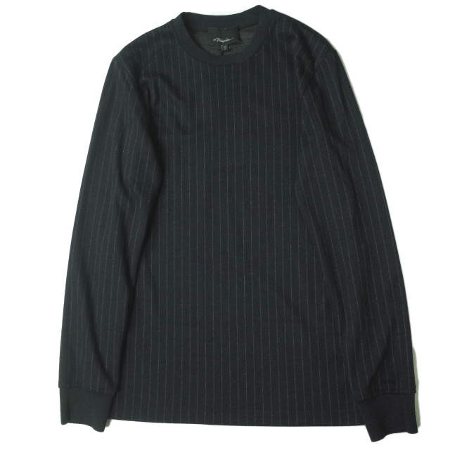 新品 3.1 Phillip Lim フィリップリム 17AW LS PERFECT T-SHIRT - PINSTRIPE PONTI ポンチロングスリーブTシャツ F1721941PIPM XS NAVY