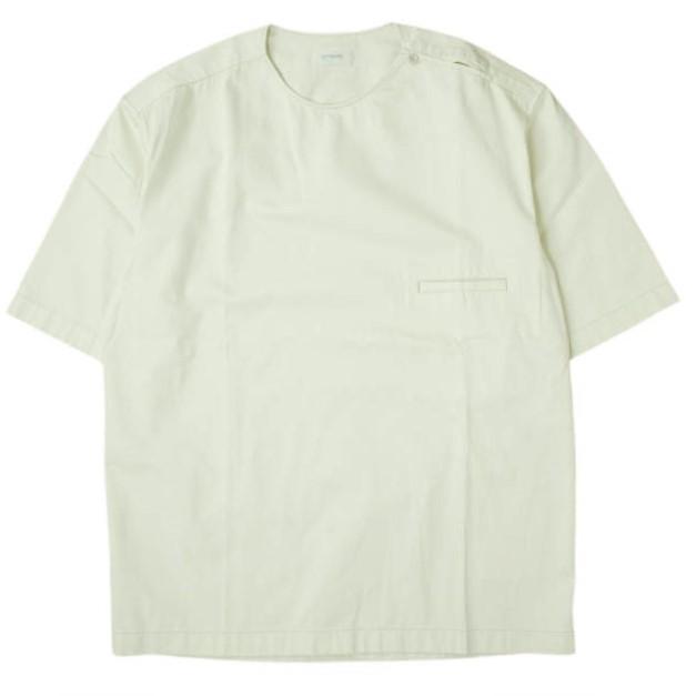 新品 LEMAIRE ルメール 22SS BUTTON NECK TOP コットンツイル ボタンネックプルオーバーシャツ M221 TO132 LF729 46 CREAMY WHITE 半袖