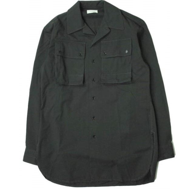 新品 LEMAIRE ルメール 22SS MILITARY SHIRT オープンカラー ミリタリーシャツ M221 SH190 LF699 48 BLACK 長袖 開襟 コットンギャバジン