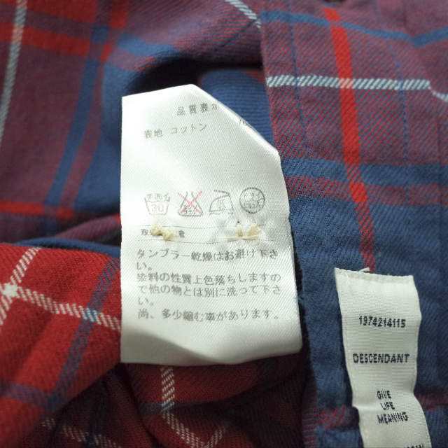 DESCENDANT ディセンダント 日本製 MILPITAS CHECK LS SHIRT ミルピタス マドラスチェックシャツ 1 RED/BLUE  長袖 CPO トップスの通販はau PAY マーケット - ブランド古着 LOOP Wowma!店 | au PAY マーケット－通販サイト