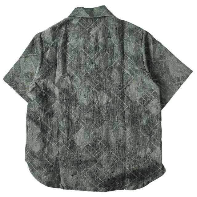 ETHOSENS エトセンス 22SS 日本製 SS GEOMETRY SHIRT ジオメトリーオープンカラーシャツ 3E122-25 2 Grey 半袖 ジャガード トップス【新古品】【ETHOSENS】