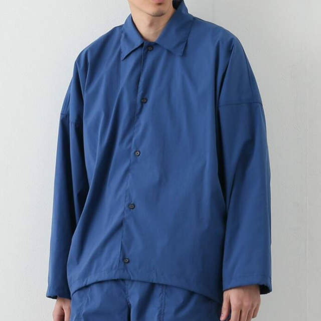 URU ウル 22SS 日本製 TASLAN NYLON - LONG SLEEVE SHIRTS タスランナイロン ロングスリーブシャツ 22STN01 2 BLUE 長袖 オーバーシャツ_6