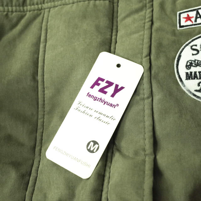 新品 no brand ノーブランド ファー付き フーデッドコート M OLIVE 裏