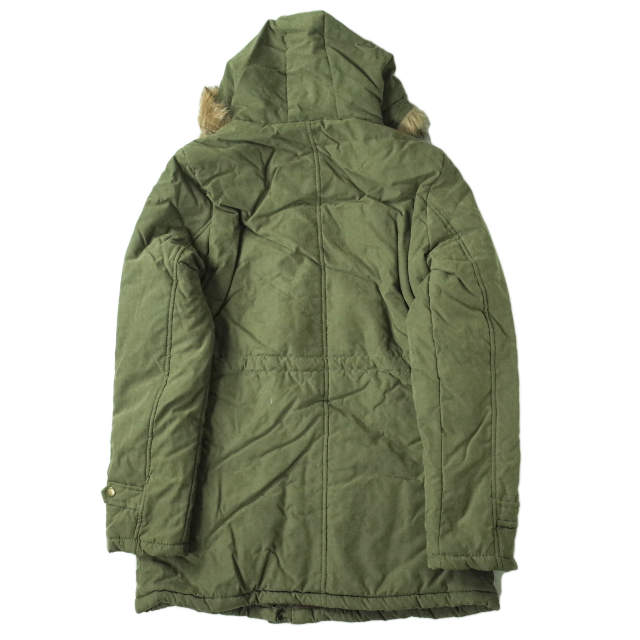 新品 no brand ノーブランド ファー付き フーデッドコート M OLIVE 裏 新品 no brand ノーブランド ファー付き フーデッドコート M OLIVE 裏