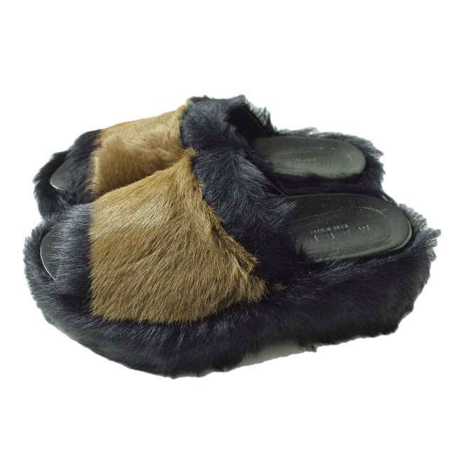 新品 MARNI マルニ 18AW イタリア製 FUR WEDGE SANDAL ウエッジソール