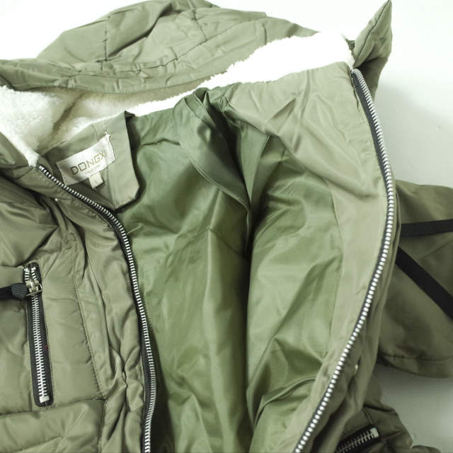 no brand ノーブランド ボア付き フーデッドミリタリーダウンコート L OLIVE 中綿 ZIP アウター【新古品】【中古】【no brand】 新品 no brand ノーブランド ボア付き フーデッドミリタリーダウン