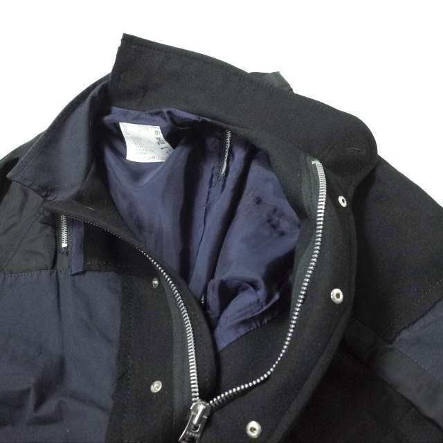 sacai サカイ 18AW 日本製 ハイブリッドミリタリージャケット 18-01749M 2 NAVY ドッキング ブルゾン アウター