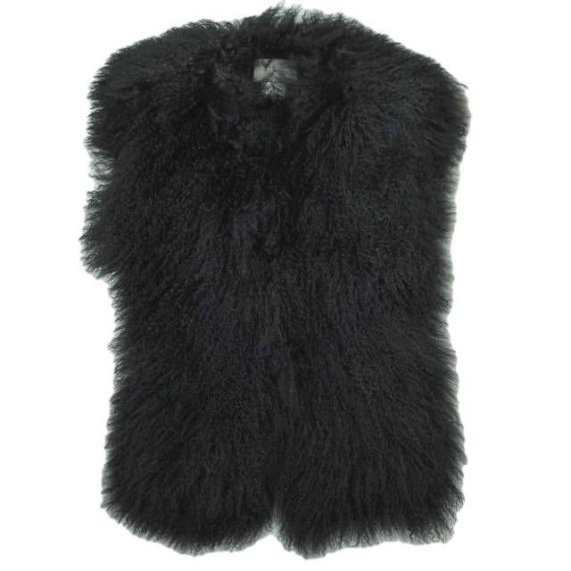 TERZAKOU PARIS テルザクパリ フランス製 SHEEP FUR VEST シープファーフリンジベスト Free ブラック ジレ 毛皮 トップスの通販は 12,980円