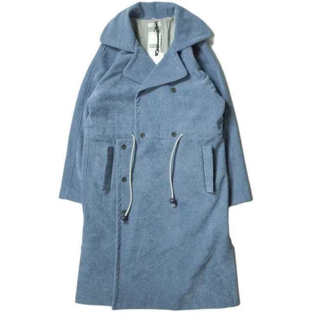 新品 CLASS クラス 日本製 HORIZONTALITY Ultra Suede Coat ウルトラスエード ロングコート CBHA15UNIA 2 BLUE トレンチ チェスター