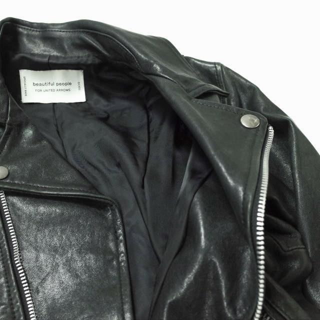 美品★ビューティフルピープル 1065402401 ユナイテッドアローズ別注 シープレザー ライダースジャケット 140 キッズサイズ レディースOK beautiful people x UNITED ARROWS ビューティフルピープル 別注