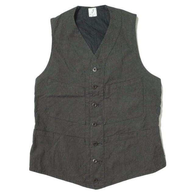ANATOMICA アナトミカ フランス製 SAGAN VEST - COTTON WABASH STRIPE コットンストライプサガンベスト S BLACK ジレ ハンティングの通販は 10,124円