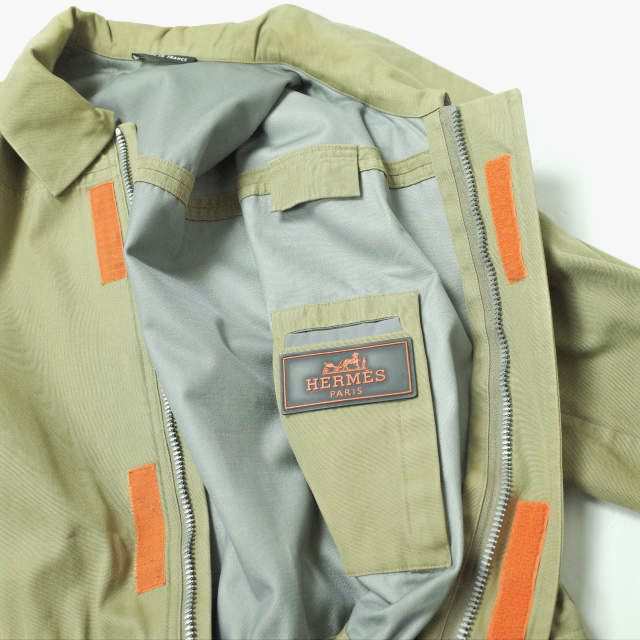 HERMES エルメス フランス製 00's オックスコットン ミリタリージャケット S KHAKI ヴィンテージ オールド ラバータグ アウター【HERMES】