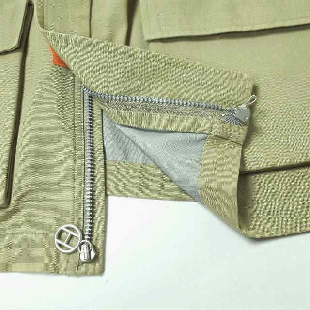 HERMES エルメス フランス製 00's オックスコットン ミリタリージャケット S KHAKI ヴィンテージ オールド ラバータグ アウター【HERMES】