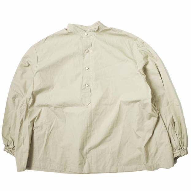 Scye x Drawer サイ ドゥロワー 21SS 別注 日本製 バンドカラープルオーバーシャツ 1221-31423 38 ベージュ SHIRT 長袖 ギャザー タック