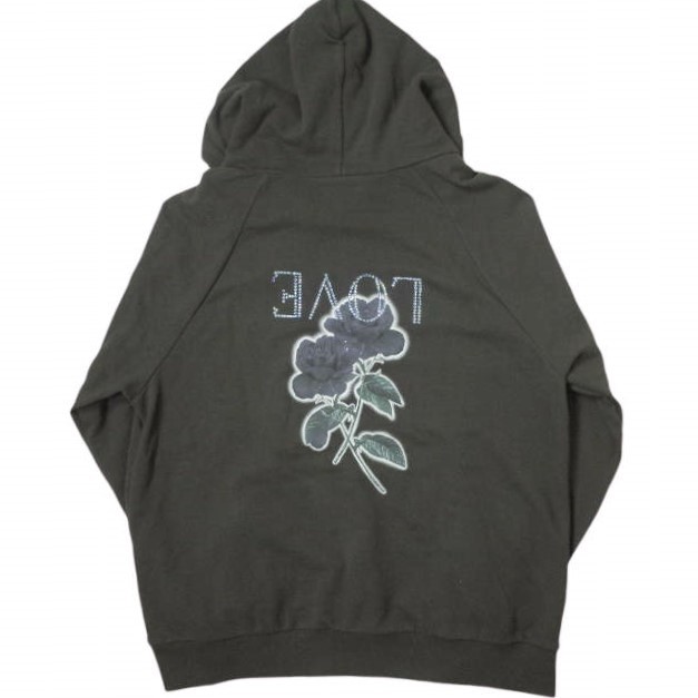 el conductorH コンダクター 22AW STONE DECORATION HOODED SWEATER ROSE スウェットプルオーバーパーカー PD22AC01 4(L) ブラック