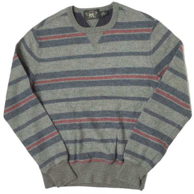 RRL ダブルアールエル STRIPE FLEECE PULLOVER 両Vボーダーフリース