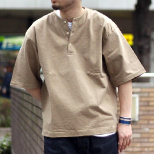 AURALEE オーラリー 日本製 STAND UP HENLEY NECK TEE スタンドアップ