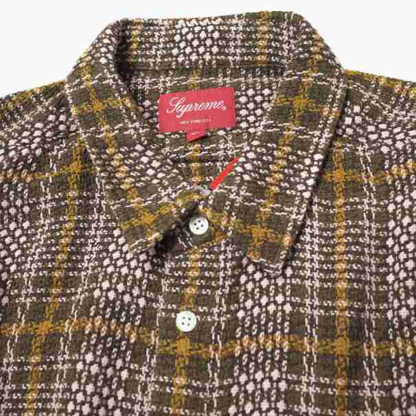 新品 SUPREME シュプリーム 23SS Basket Weave Plaid Shirt バスケットウィーブプラッドシャツ XL BROWN  長袖 チェック Week1 トップス