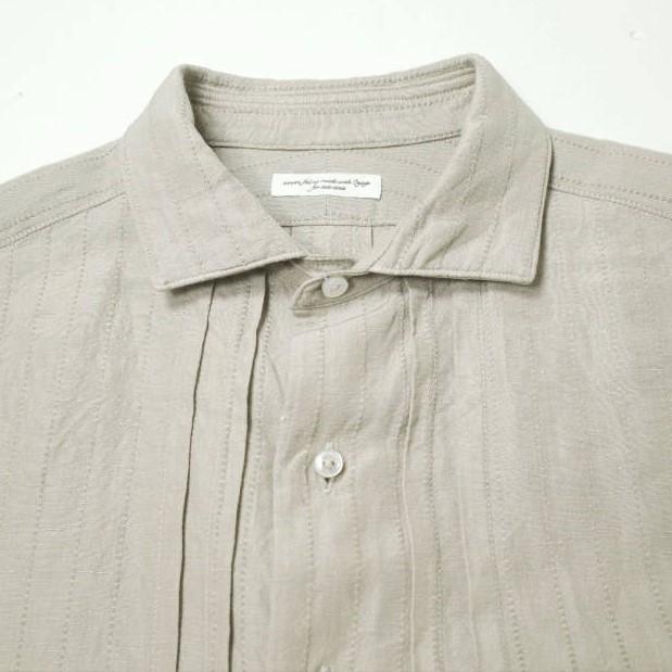 新品 SUS-SOUS シュス 22SS Shirt Dress - Dobby Stripe Washer ドビーストライプ ドレスシャツ 07-SS01802 7 Silver Gray ピンタックの通販は