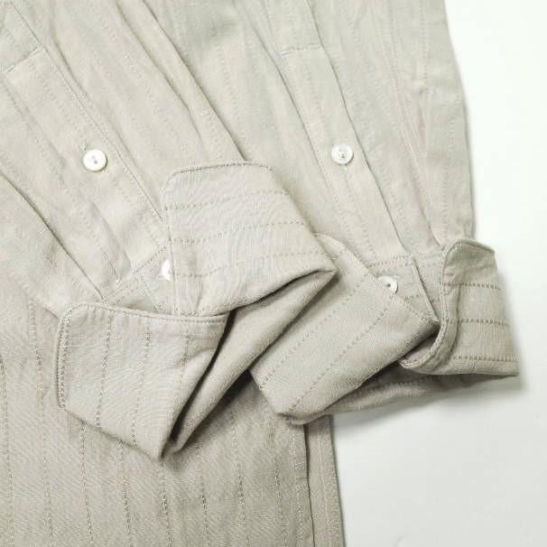 新品 SUS-SOUS シュス 22SS Shirt Dress - Dobby Stripe Washer ドビーストライプ ドレスシャツ 07-SS01802 7 Silver Gray ピンタックの通販は