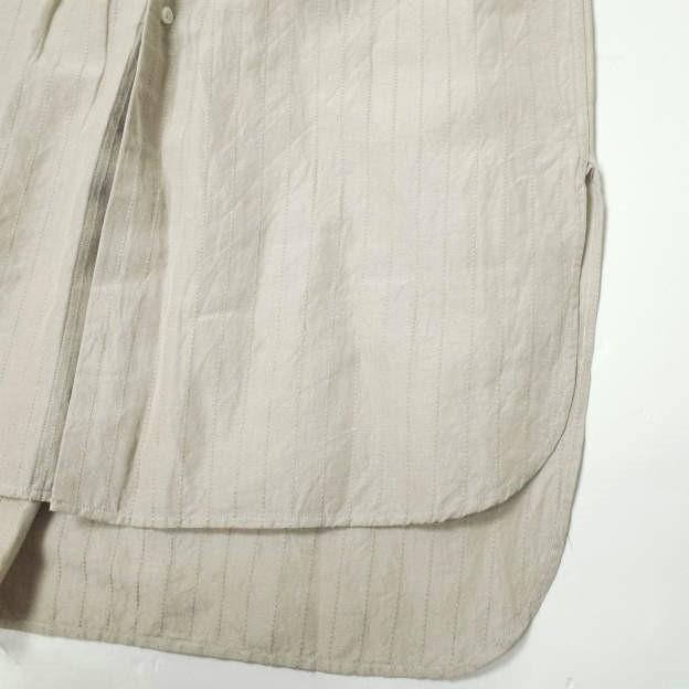 新品 SUS-SOUS シュス 22SS Shirt Dress - Dobby Stripe Washer ドビーストライプ ドレスシャツ 07-SS01802 7 Silver Gray ピンタックの通販は