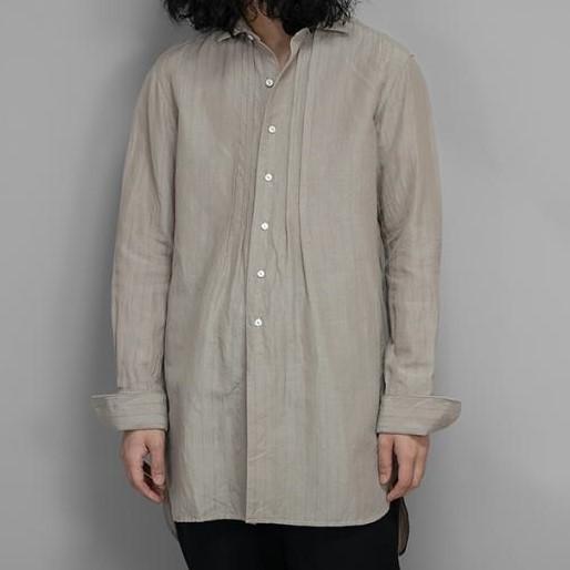 新品 SUS-SOUS シュス 22SS Shirt Dress - Dobby Stripe Washer ドビーストライプ ドレスシャツ 07-SS01802 7 Silver Gray ピンタックの通販は