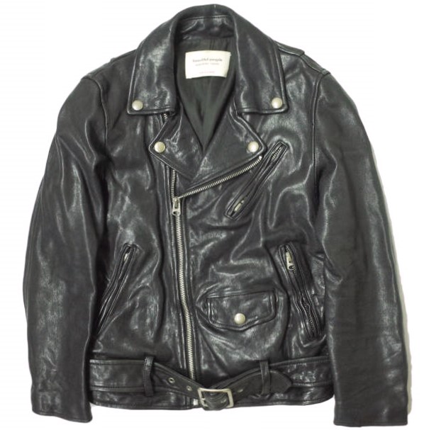 beautiful people ビューティフルピープル shrink leather riders jacket シュリンクレザーライダースジャケット 1646402401 130 黒の通販は