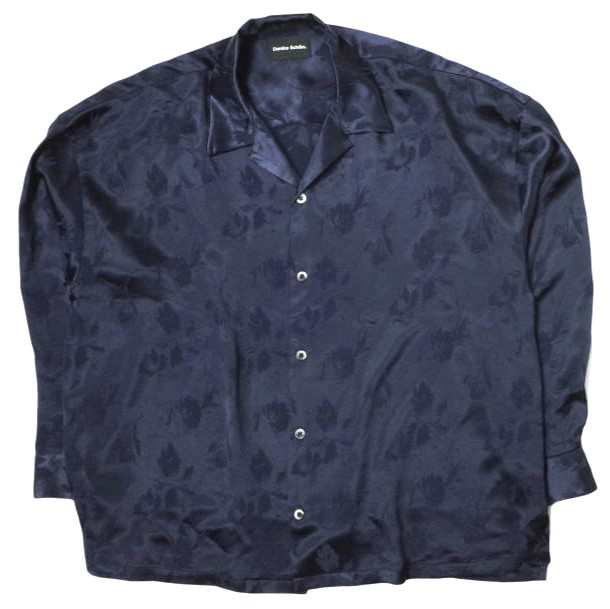 Danke Schon ダンケシェーン 23SS 日本製 Hammer Satin Flower Shirt フラワー刺繍 サテンオープンカラーシャツ Free ネイビー オーガン