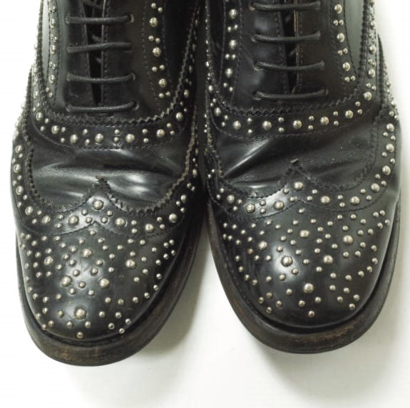CHURCHS チャーチ イタリア製 BURWOOD MET バーウッド メタルスタッズ ウイングチップシューズ 361/2(23.5cm) ブラック レースアップ