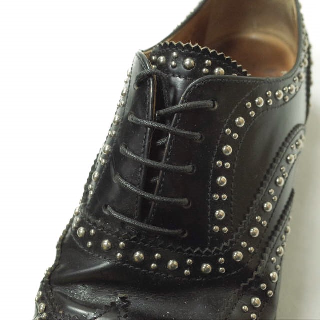 CHURCHS チャーチ イタリア製 BURWOOD MET バーウッド メタルスタッズ ウイングチップシューズ 361/2(23.5cm) ブラック レースアップ