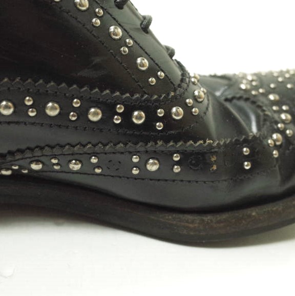 CHURCHS チャーチ イタリア製 BURWOOD MET バーウッド メタルスタッズ ウイングチップシューズ 361/2(23.5cm) ブラック レースアップ