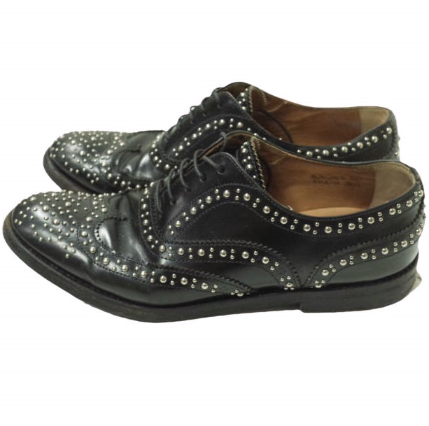 CHURCHS チャーチ イタリア製 BURWOOD MET バーウッド メタルスタッズ ウイングチップシューズ 361/2(23.5cm) ブラック レースアップ