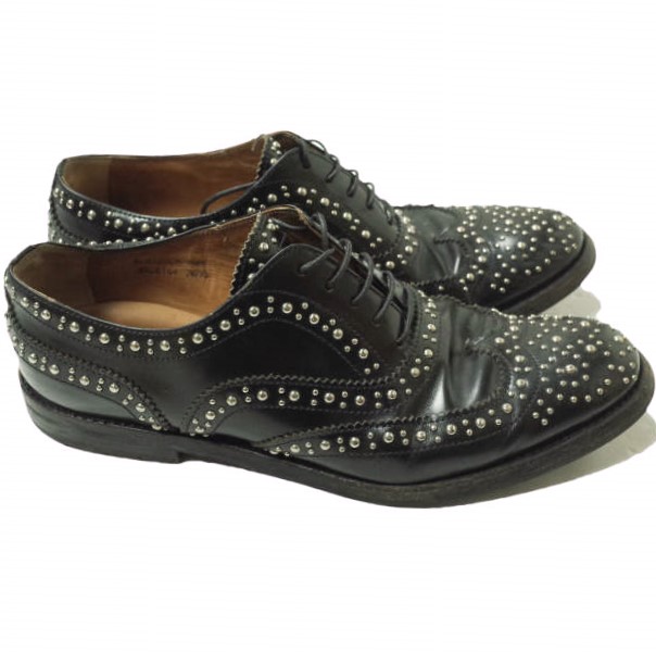 CHURCHS チャーチ イタリア製 BURWOOD MET バーウッド メタルスタッズ ウイングチップシューズ 361/2(23.5cm) ブラック レースアップ