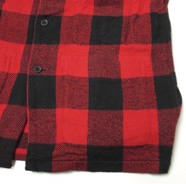 KENNETH FIELD ケネスフィールド 日本製 EZ-JAC III BLOCK CHECK ブロックチェック ノーカラーシャツジャケット XS レッド 長袖 アウター【中古】【KENNETH FIELD】 KENNETH FIELD ケネスフィールド 日本製 EZ-JAC III BLOCK CHECK