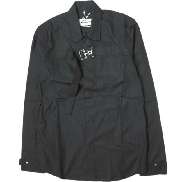 OAMC オーエーエムシー Strapped Shirt バックルフロント コットンポプリンシャツ I024455 XS ブラック 長袖 ストラップ トップス