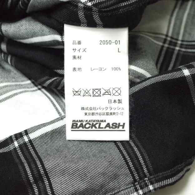 ISAMU KATAYAMA BACKLASH イサムカタヤマバックラッシュ 23SS RAYON ORIGINAL CHECK SHIRT L/S レーヨンチェックシャツ 2050-01 L BLACK