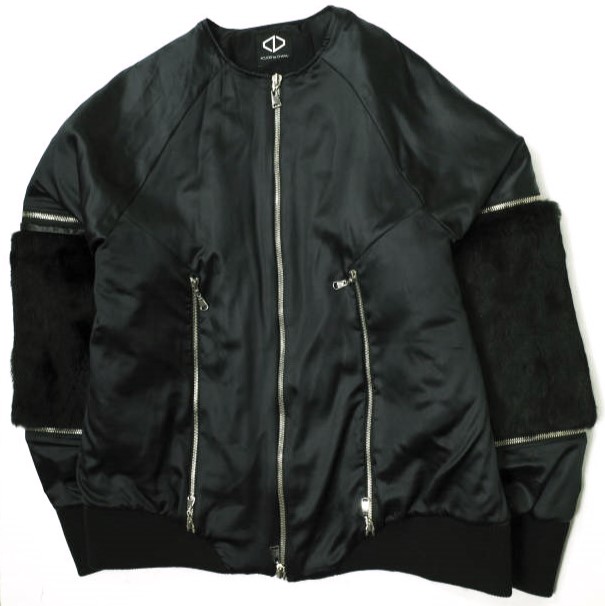 ACUOD by CHANU アクオド バイ チャヌ 17AW 日本製 2WAY リアルファー パフジャケット Free ブラック ジップデザイン ブルゾン アウターの通販は