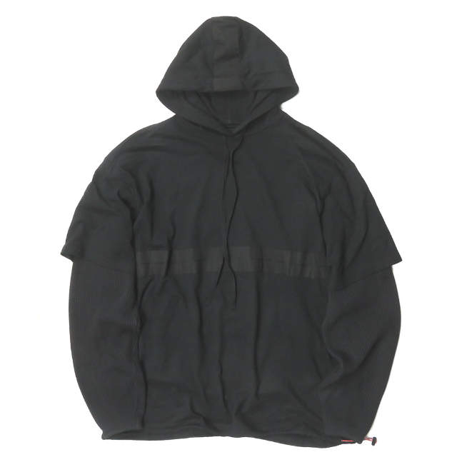 UNRAVEL PROJECT アンレーベルプロジェクト JERSEY DRAWSTRING HOODIE ワッフルレイヤード プルオーバーパーカー S BEN TAVERNITI