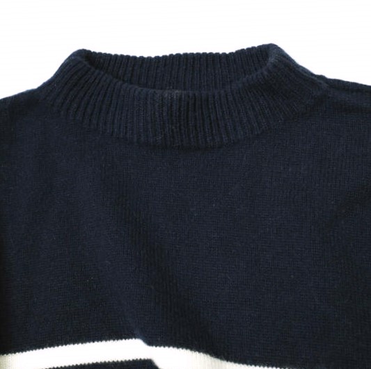 Drawer ドゥロワー ボーダークルーネックプルオーバー 6513-106-0733 1 NAVY セーター ナバルボーダー カシミヤ ニット サイドボタン Drawer ドゥロワー ボーダークルーネックプルオーバー 6513-106-0733 1
