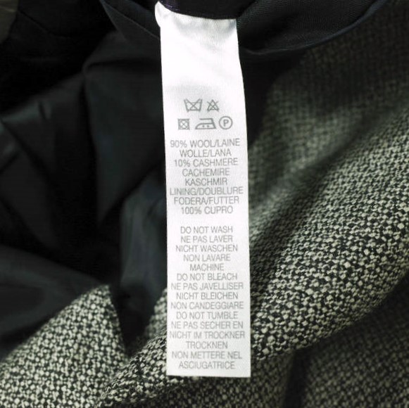Paul Smith ポールスミス 日本製 ウールカシミヤ1Bジャケット 36 グレー テーラード  比翼フロント アウター