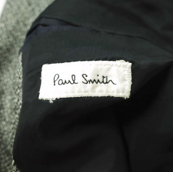 Paul Smith ポールスミス 日本製 ウールカシミヤ1Bジャケット 36 グレー テーラード  比翼フロント アウター